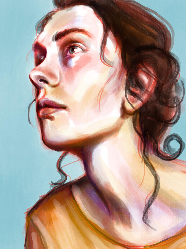 digital portrait with loose brushstrokes, digital, 2023